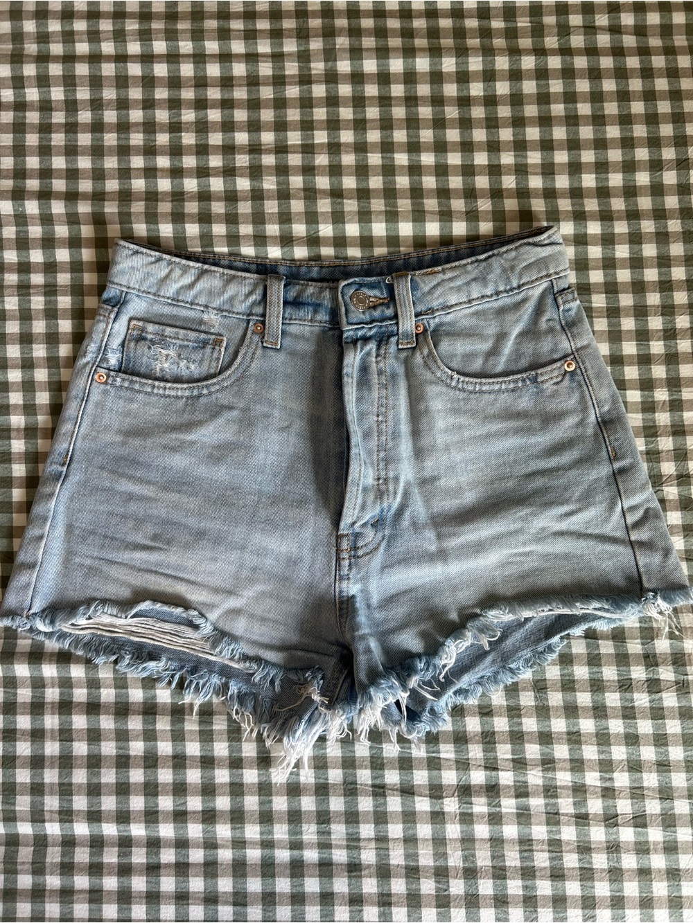 Wild Fable Light Blue Denim High-Waist Frayed Hem Women’s Shorts